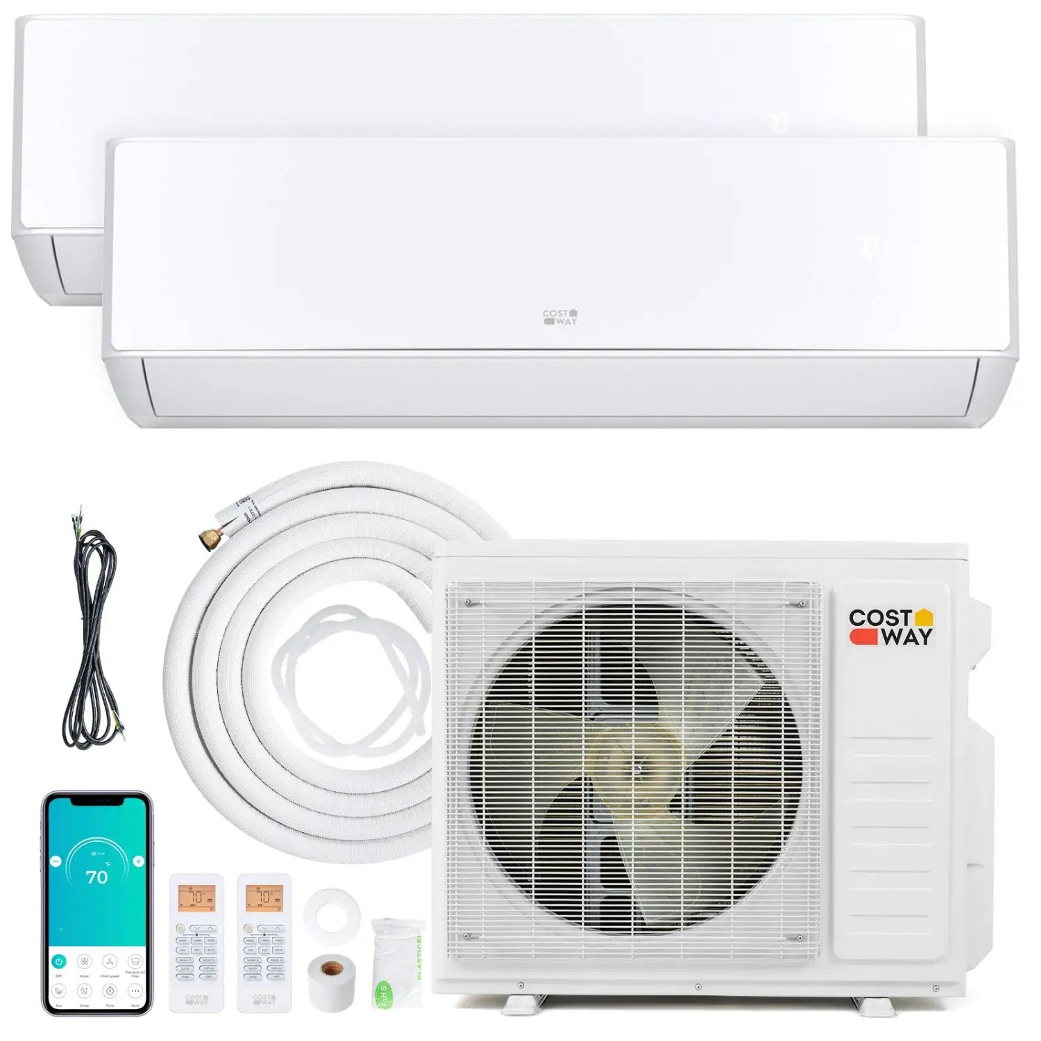 27000 BTU 2 Zone Mini Split AC with Heat Pump (18K+18K) by DirectDeals