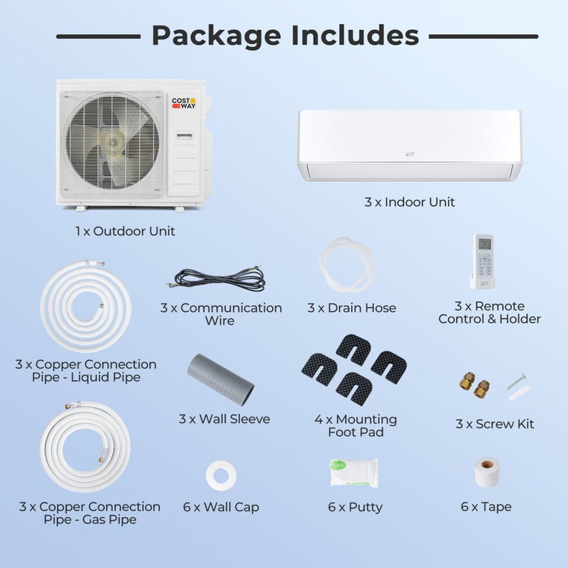 X-Pro 35000 BTU 3 Zone 22.5 SEER2 Mini Split AC with Heat Pump by DirectDeals