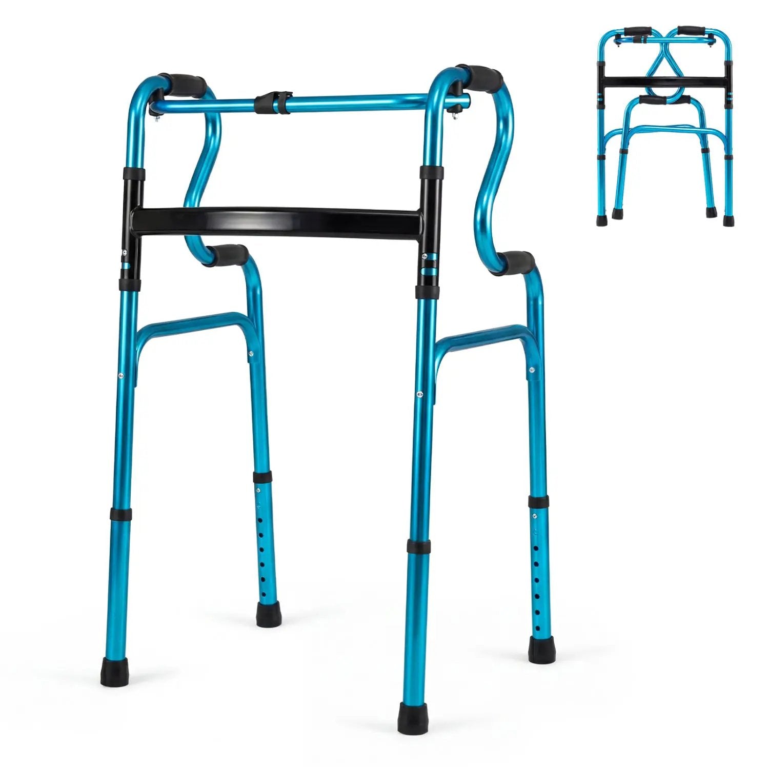 One-Button Folding Aluminum Walking Frame Walker by DirectDeals