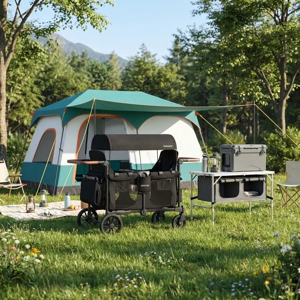 4-in-1 Family Camping Gear Set: Wagon Camping Table Cooler and Camping Tent by DirectDeals