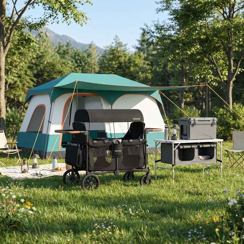 4-in-1 Family Camping Gear Set: Wagon Camping Table Cooler and Camping Tent by DirectDeals
