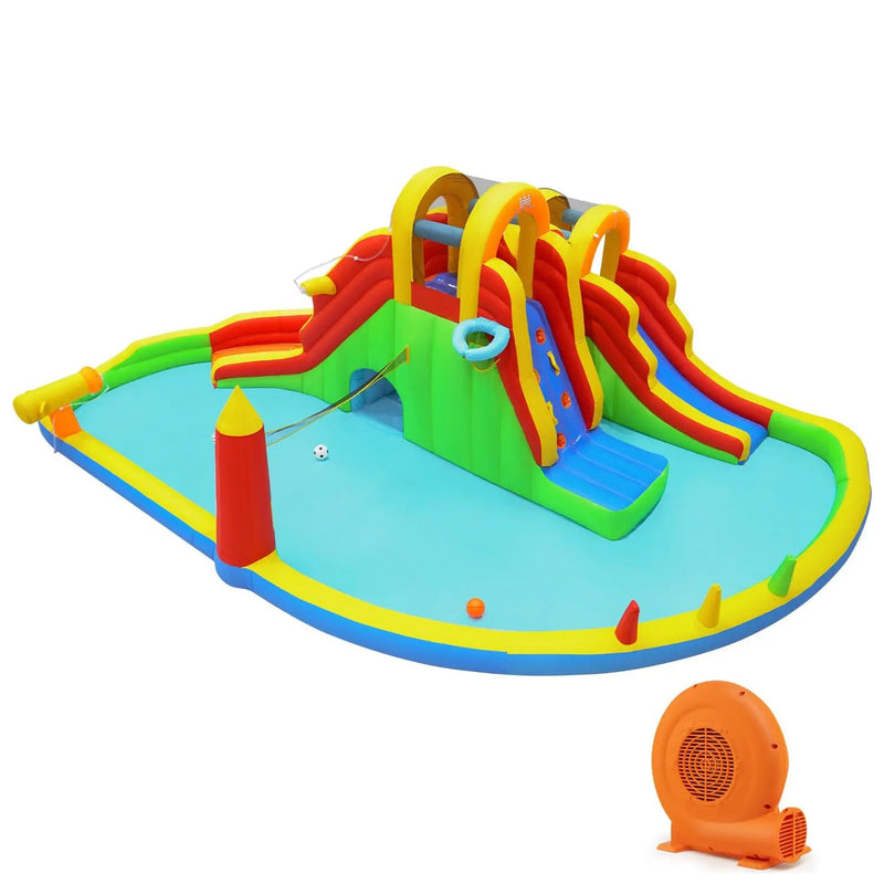 8-in-1 Giant Bounce House with 2 Long Slides for Yard Party with 750W Blower by DirectDeals