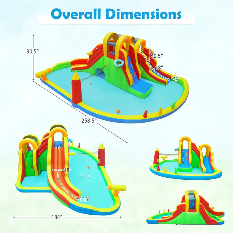 8-in-1 Giant Bounce House with 2 Long Slides for Yard Party with 750W Blower by DirectDeals