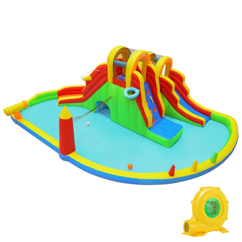 8-in-1 Giant Bounce House with 2 Long Slides for Yard Party with 780W Blower by DirectDeals