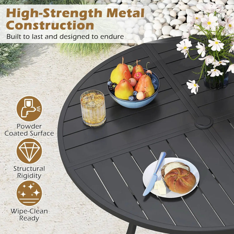 5 Pieces Patio Dining Set for 4 42.5 inch Outdoor Round Metal Table by DirectDeals