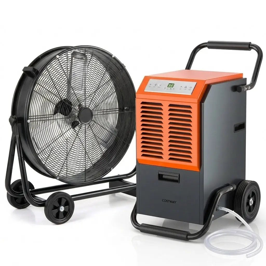 Garage & Warehouse Climate Control Bundle: Dehumidifier + Industrial Drum Fan by DirectDeals