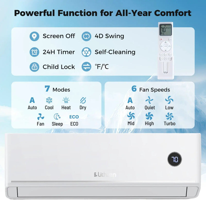 12000 BTU Smart Mini Split AC/Heater Works with Alexa & Google Assistant by DirectDeals