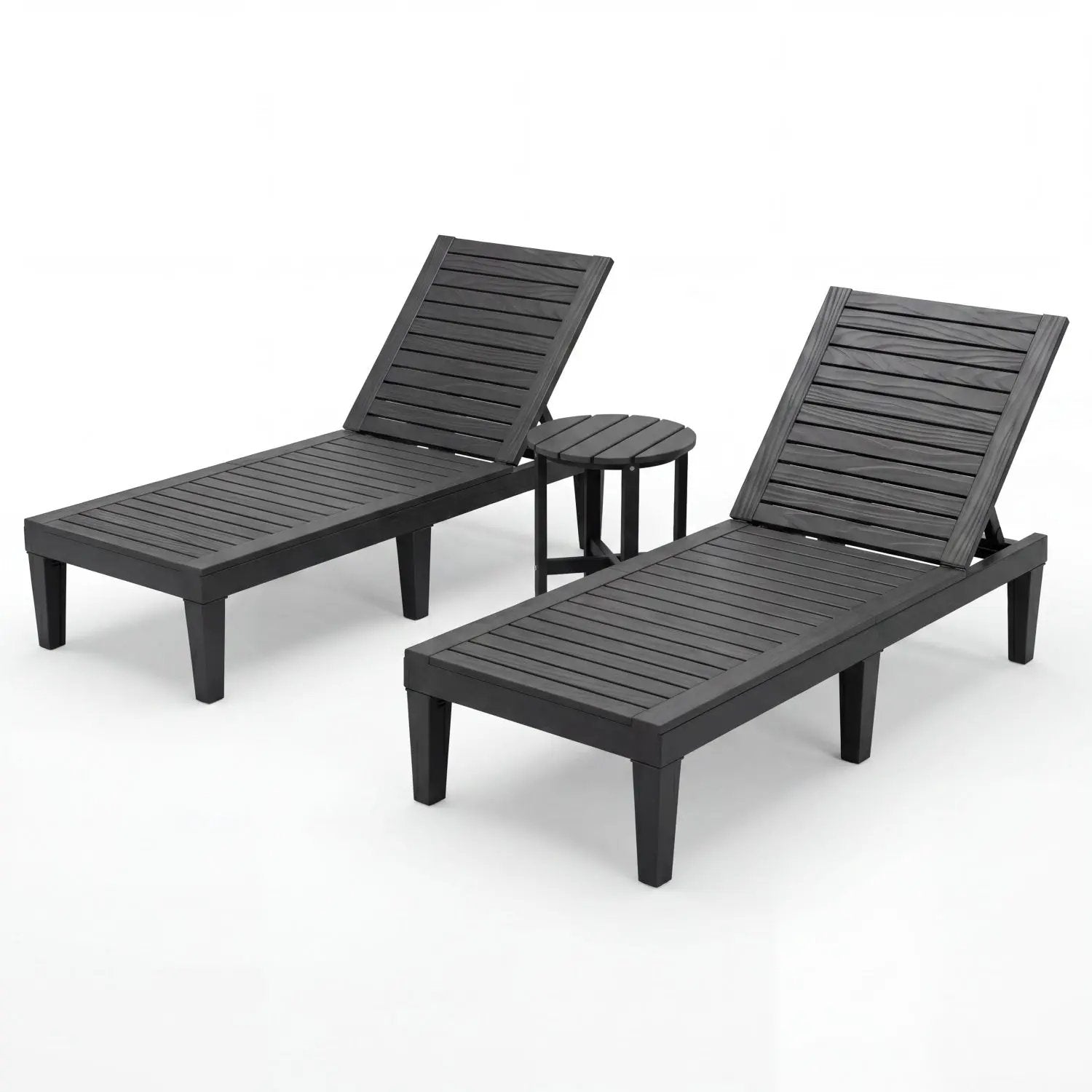 3-Piece Patio Lounge Set with Adjustable Recliner Chairs and Round Side Table for Poolside by DirectDeals