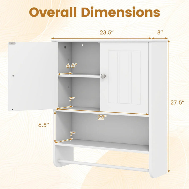 Bathroom Wall Cabinet with Towel Bar and Open Shelf and Adjustable Shelf by DirectDeals