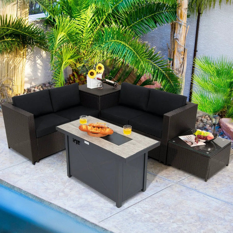 5-Piece Patio Furniture Set with Propane Fire Pit Table by DirectDeals