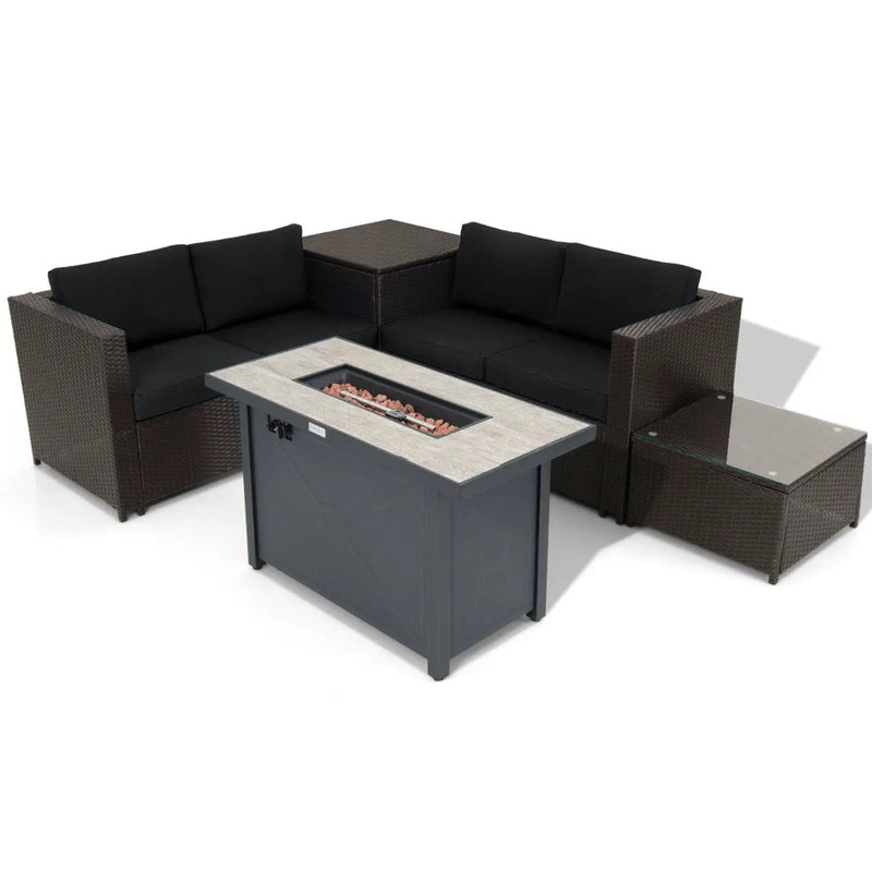 5-Piece Patio Furniture Set with Propane Fire Pit Table by DirectDeals