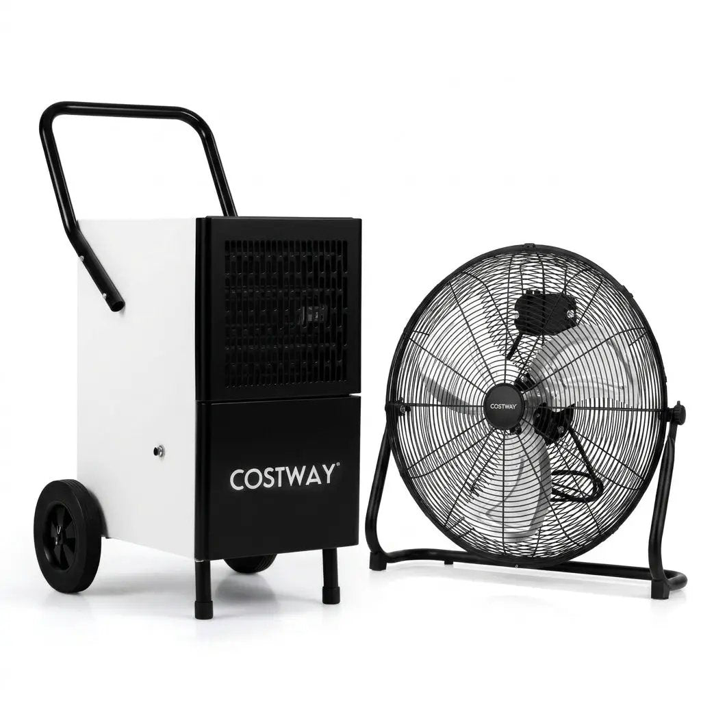 Commercial Dehumidifier and Heavy‑Duty Metal Floor Fan Combo by DirectDeals