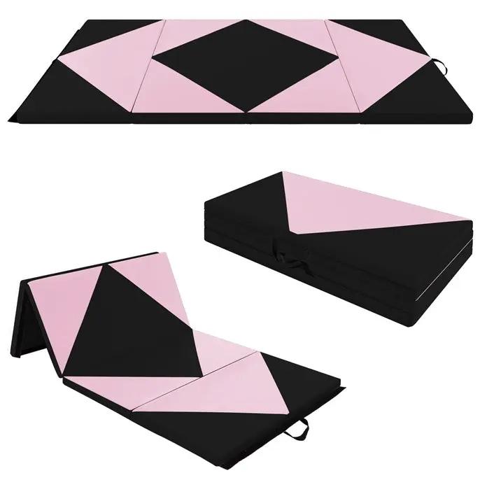 Folding Gymnastics Mat and Portable Floor Balance Beam Set by DirectDeals
