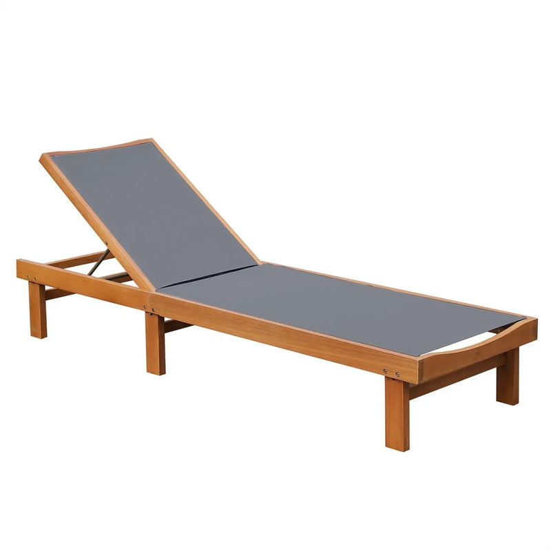 Outdoor Wood Chaise Lounge Chair with 5-Postion Adjustable Back by DirectDeals