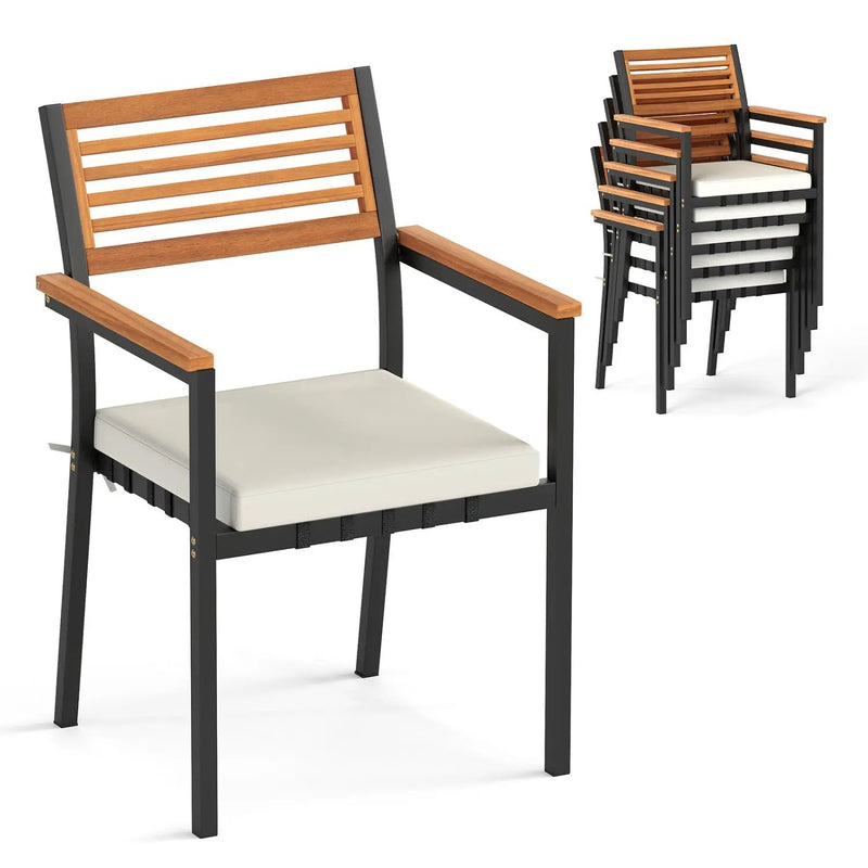 Stackable Patio Dining Chairs Set of 6 with Cushions by DirectDeals