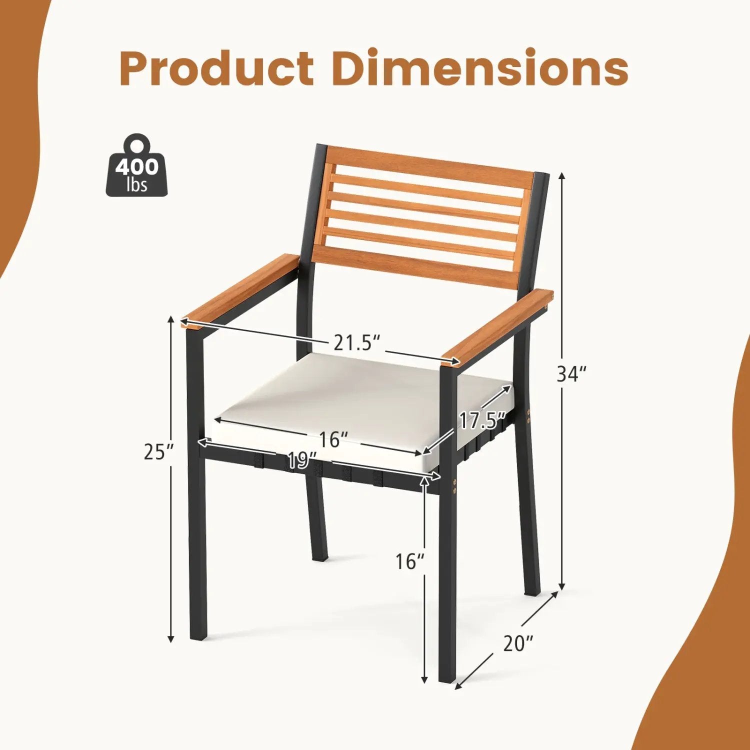 Stackable Patio Dining Chairs Set of 6 with Cushions by DirectDeals