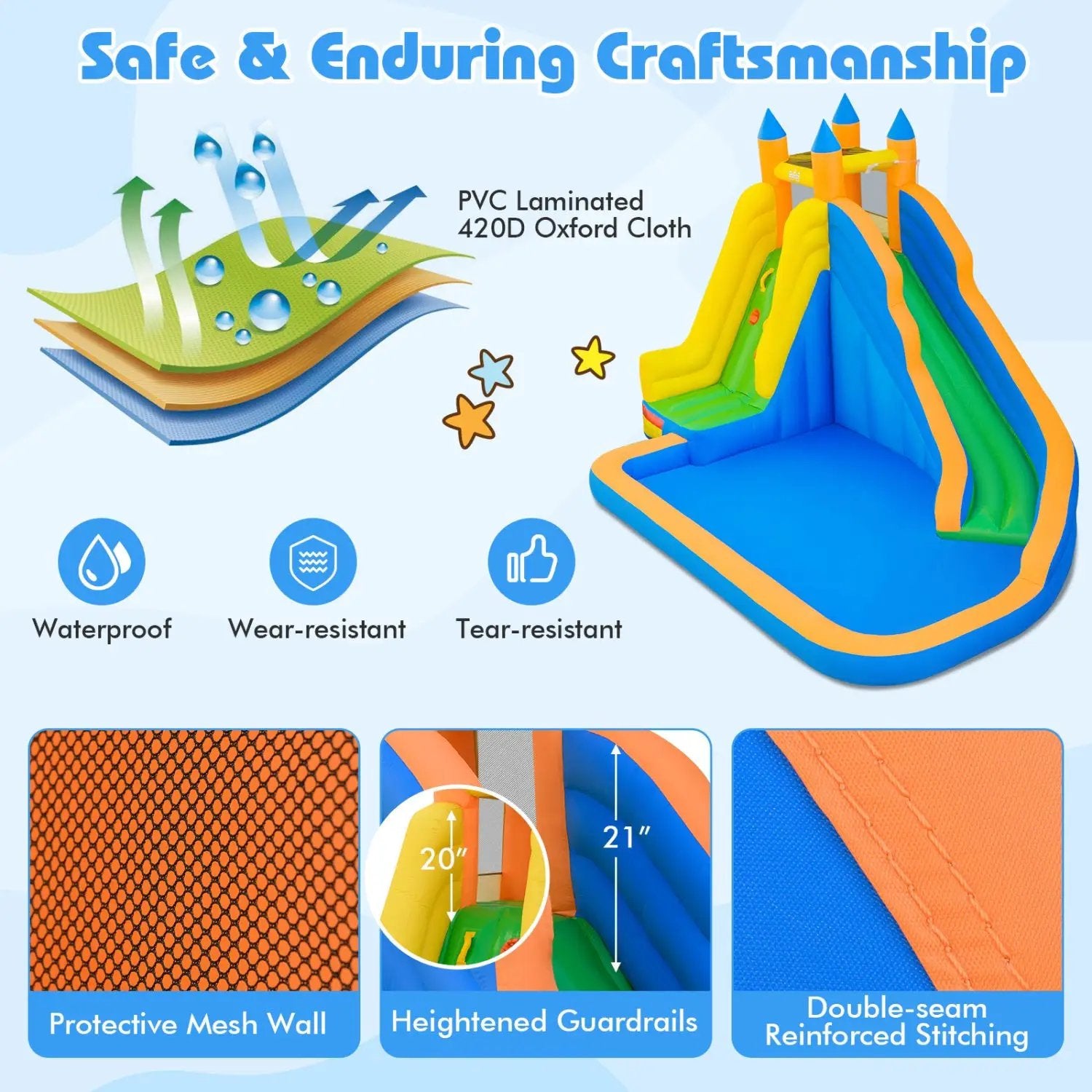 Inflatable Water Slide with Curved Slide and 680W Blower by DirectDeals