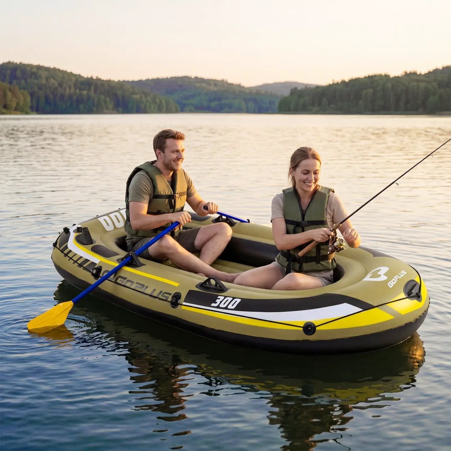 3-Person Inflatable Fishing Boat with Oars and Pump by DirectDeals