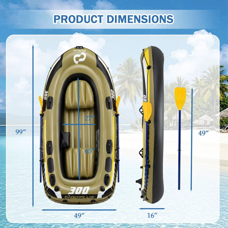 3-Person Inflatable Fishing Boat with Oars and Pump by DirectDeals