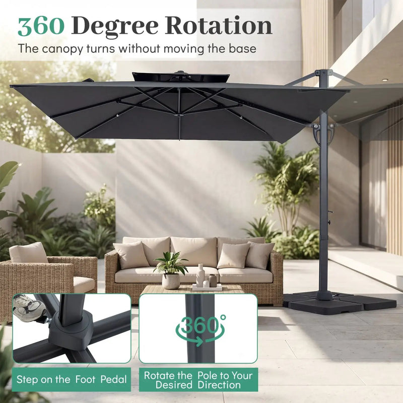 10 FT Cantilever Patio Umbrella with 220 LBS Base by DirectDeals