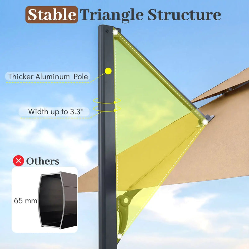 10 FT Cantilever Patio Umbrella with 220 LBS Base by DirectDeals