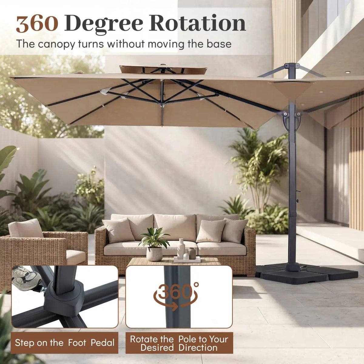 10 FT Cantilever Patio Umbrella with 220 LBS Base, photo 16 of 32
