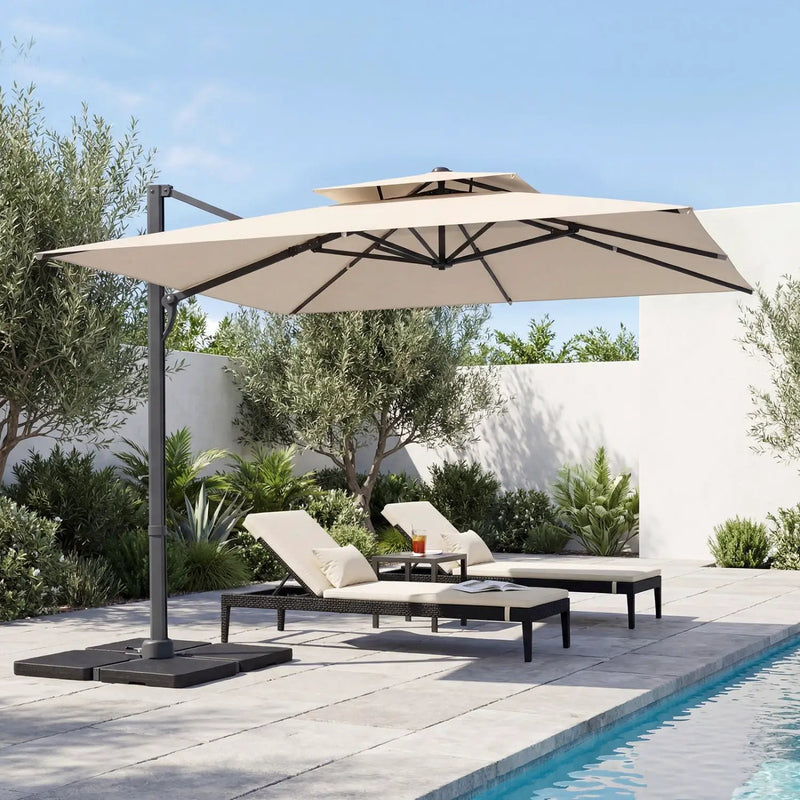 10 FT Cantilever Patio Umbrella with 220 LBS Base by DirectDeals