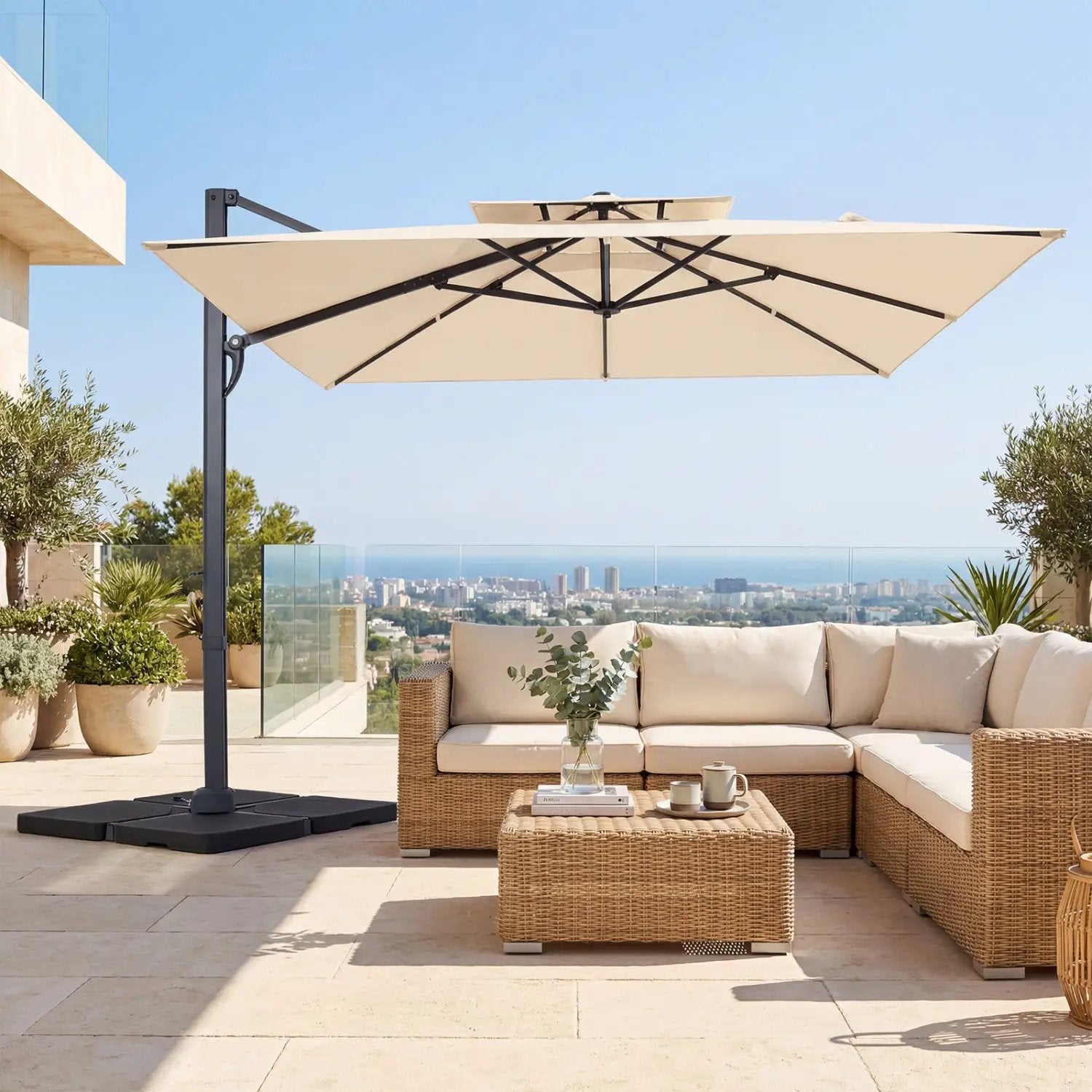 10 FT Cantilever Patio Umbrella with 220 LBS Base by DirectDeals