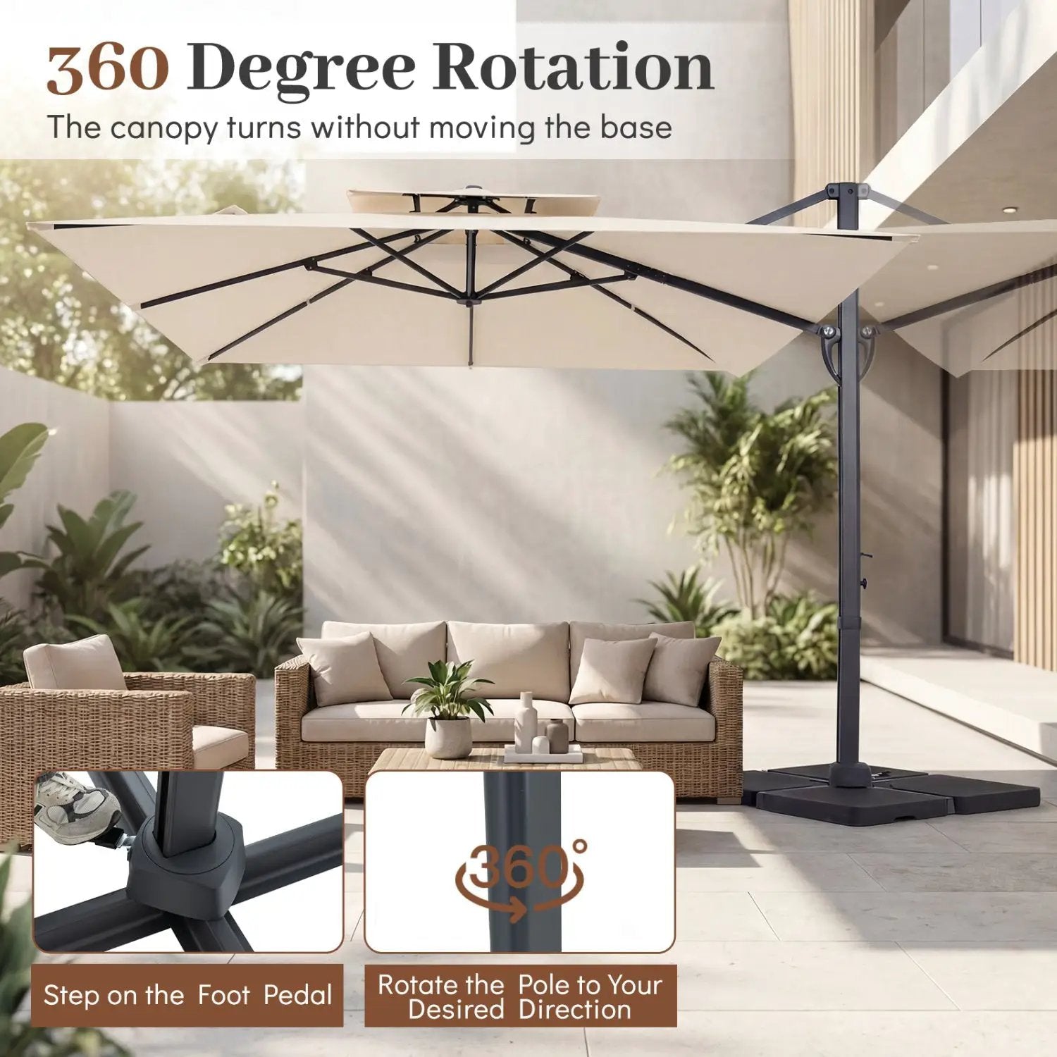 10 FT Cantilever Patio Umbrella with 220 LBS Base by DirectDeals