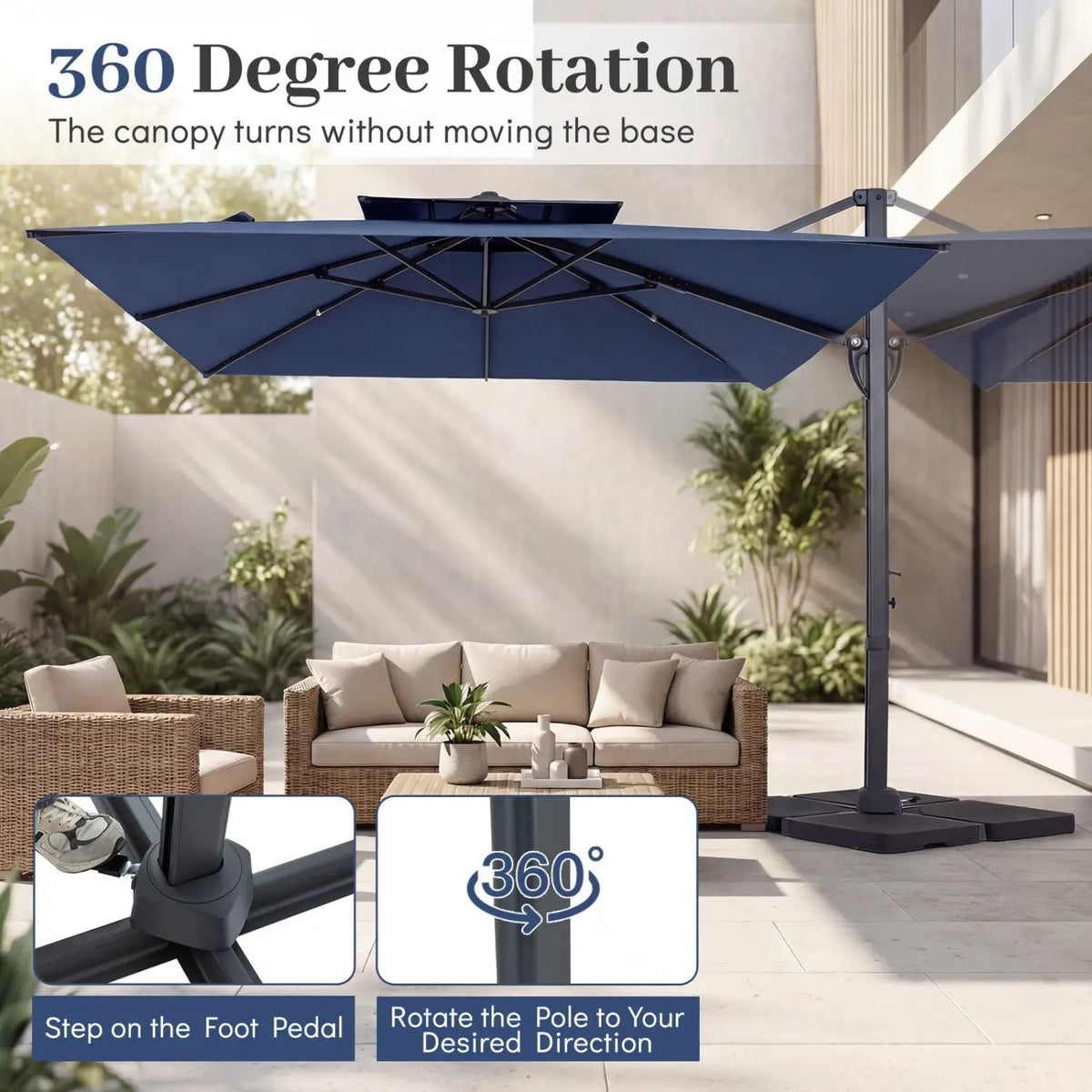 10 FT Cantilever Patio Umbrella with 220 LBS Base, photo 31 of 32