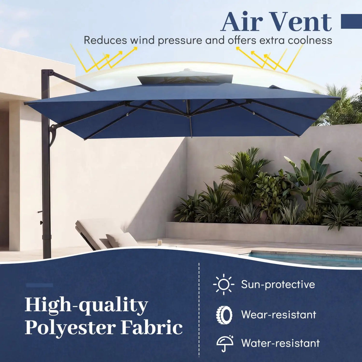 10 FT Cantilever Patio Umbrella with 220 LBS Base, photo 32 of 32