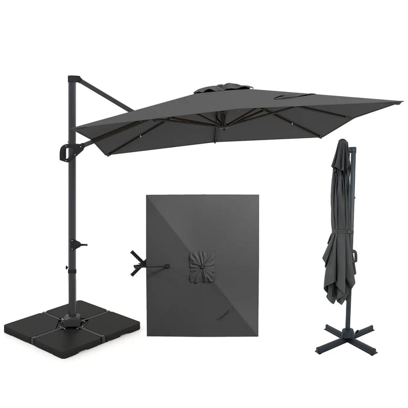 Offset Hanging Patio Umbrella 11x9 ft with 220 lb Base by DirectDeals