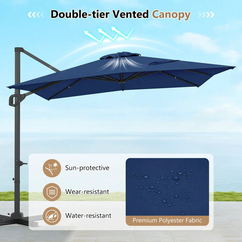 Offset Hanging Patio Umbrella 11x9 ft with 220 lb Base by DirectDeals