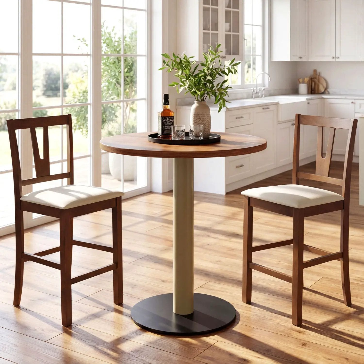 Counter Height Bar Stools with V-Back - Set of 2 by DirectDeals