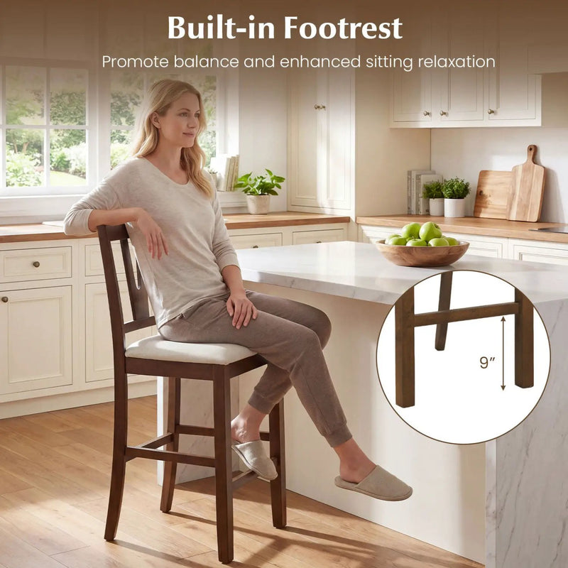 Counter Height Bar Stools with V-Back - Set of 2 by DirectDeals
