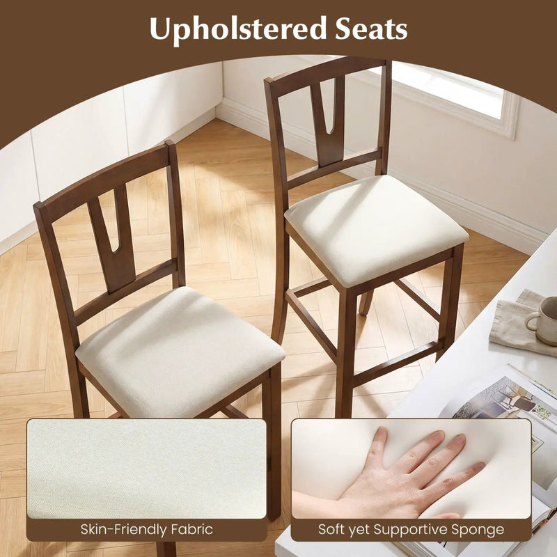 Counter Height Bar Stools with V-Back - Set of 2 by DirectDeals