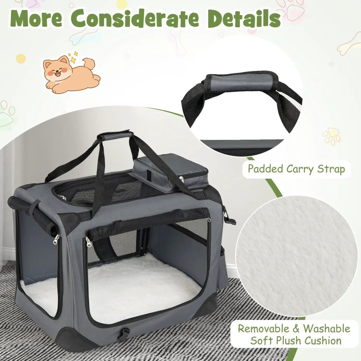 Soft Collapsible Dog Crate with Mesh Windows and 3 Doors, photo 8 of 32