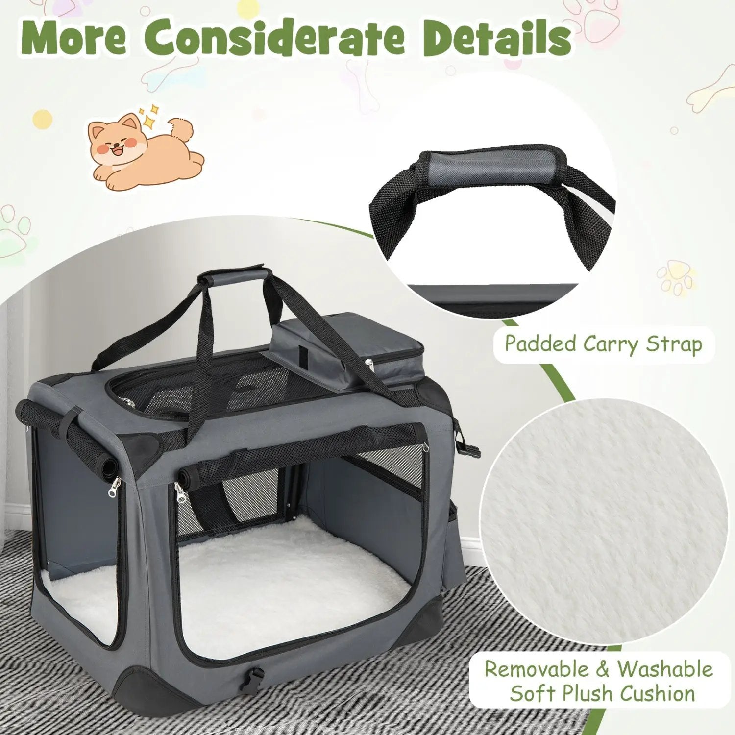 Soft Collapsible Dog Crate with Mesh Windows and 3 Doors by DirectDeals