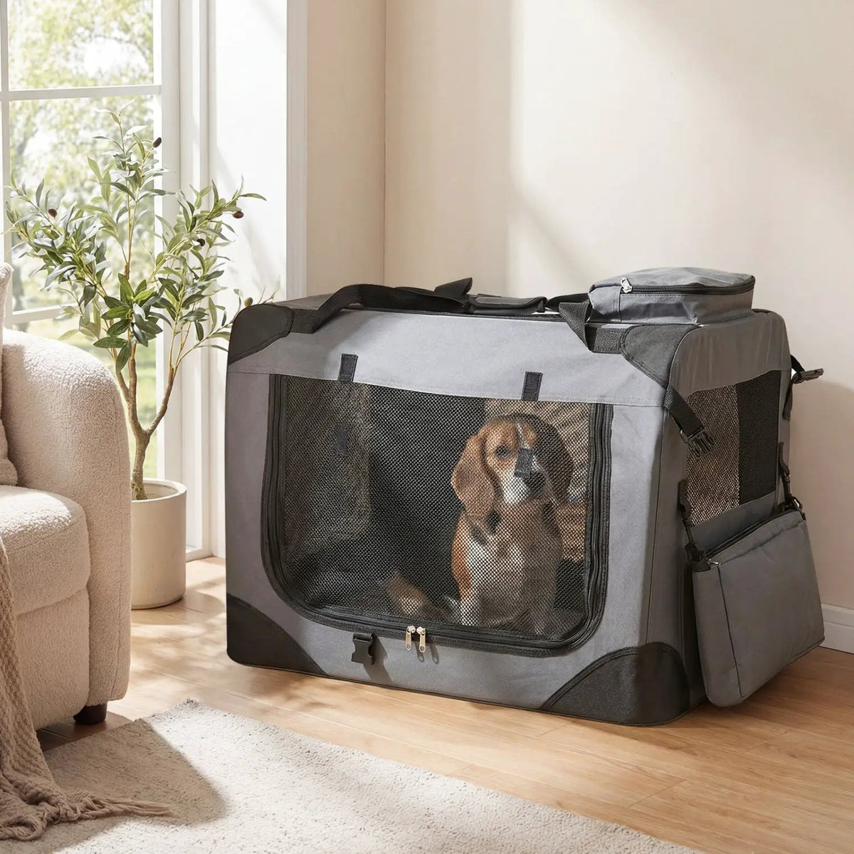 Soft Collapsible Dog Crate with Mesh Windows and 3 Doors, photo 10 of 32