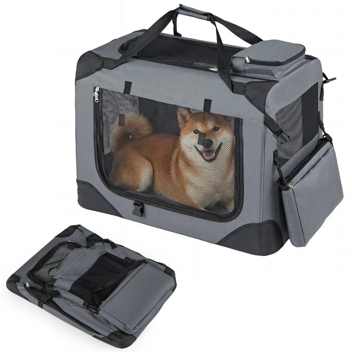 Soft Collapsible Dog Crate with Mesh Windows and 3 Doors, photo 12 of 32