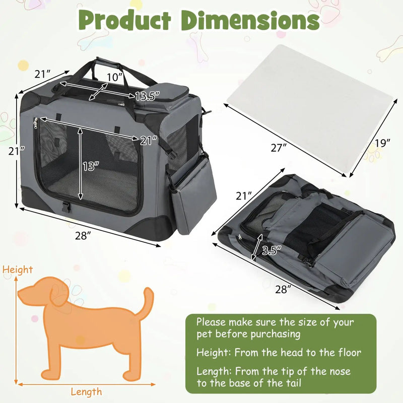 Soft Collapsible Dog Crate with Mesh Windows and 3 Doors by DirectDeals
