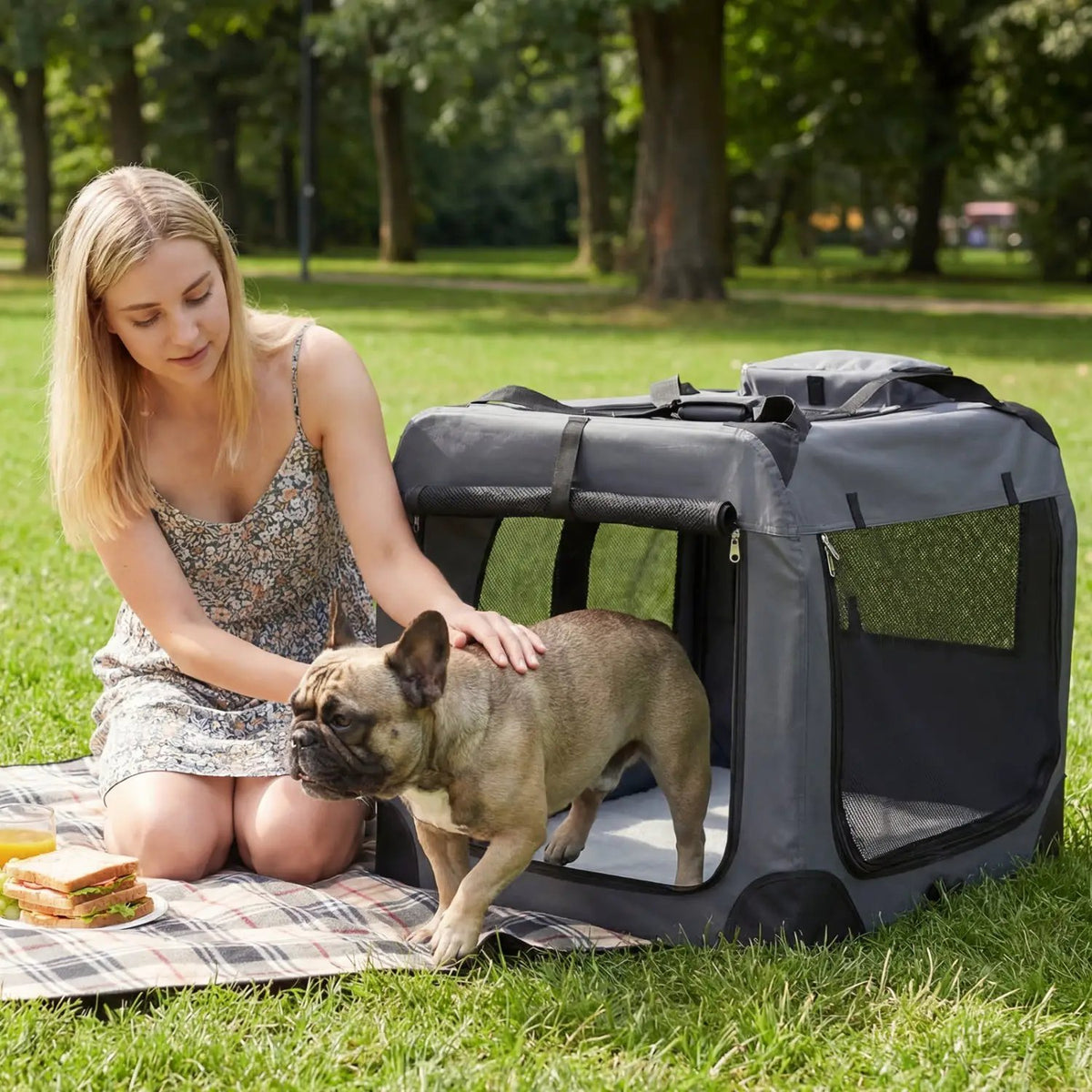 Soft Collapsible Dog Crate with Mesh Windows and 3 Doors, photo 17 of 32