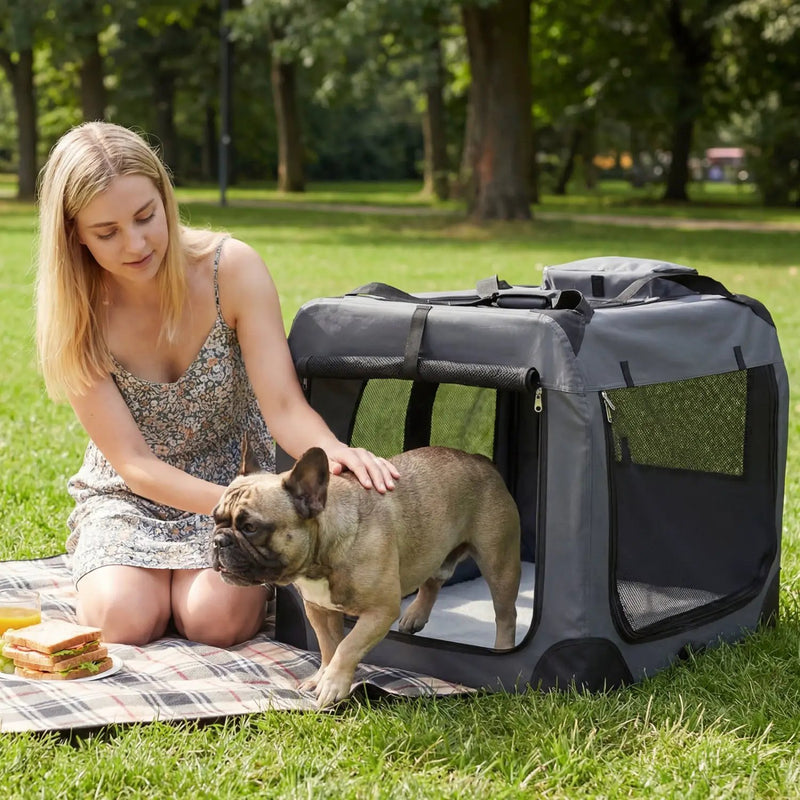 Soft Collapsible Dog Crate with Mesh Windows and 3 Doors by DirectDeals