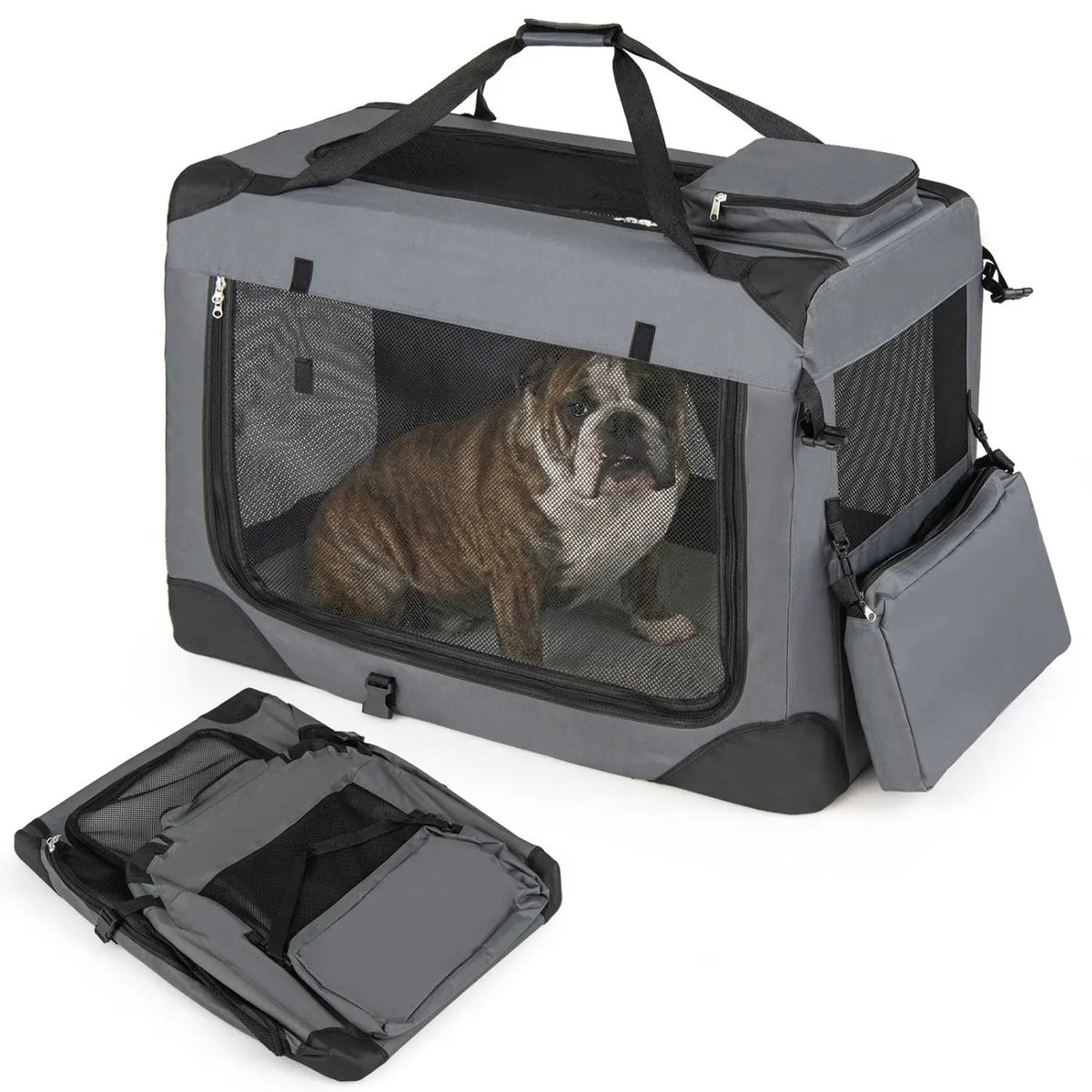Soft Collapsible Dog Crate with Mesh Windows and 3 Doors, photo 20 of 32