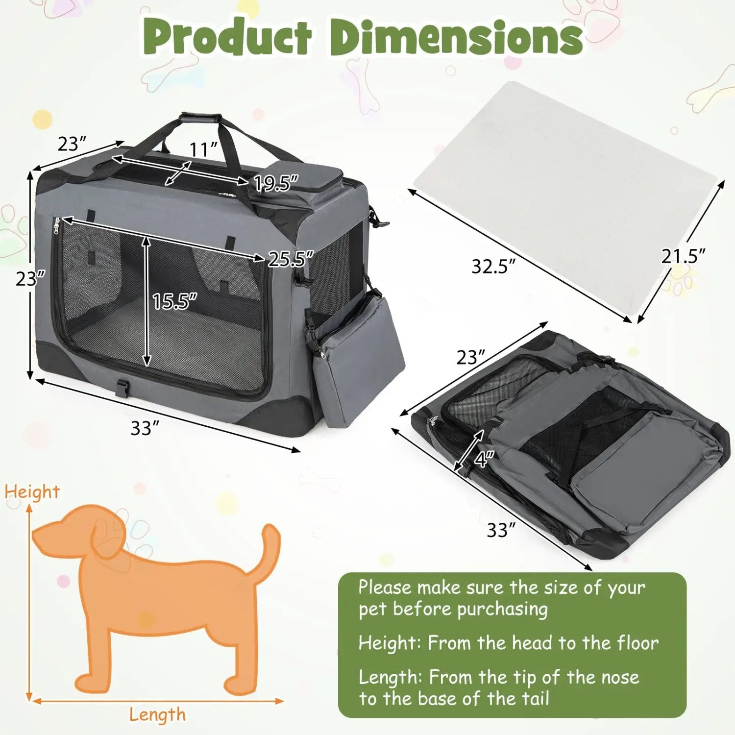 Soft Collapsible Dog Crate with Mesh Windows and 3 Doors by DirectDeals