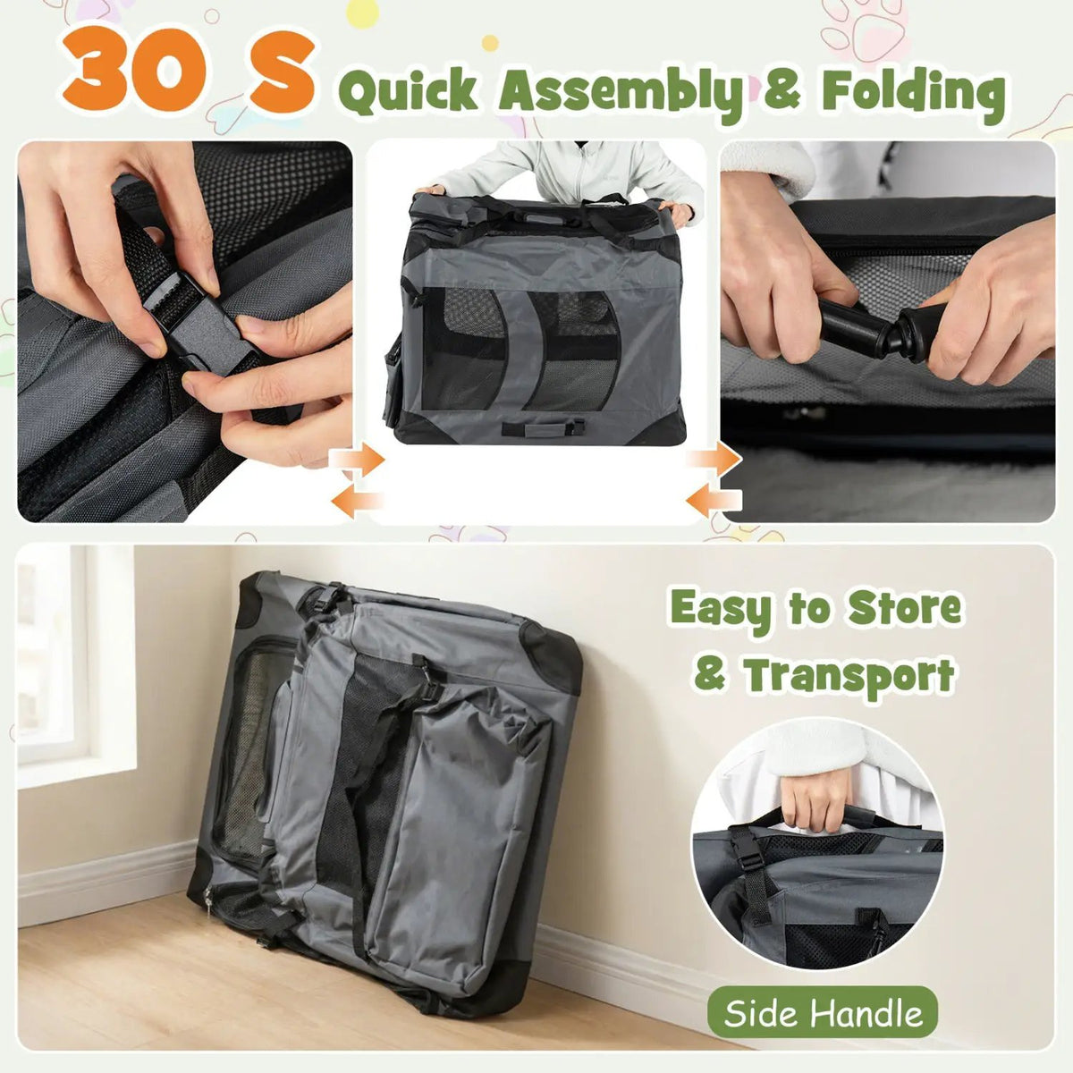 Soft Collapsible Dog Crate with Mesh Windows and 3 Doors, photo 24 of 32