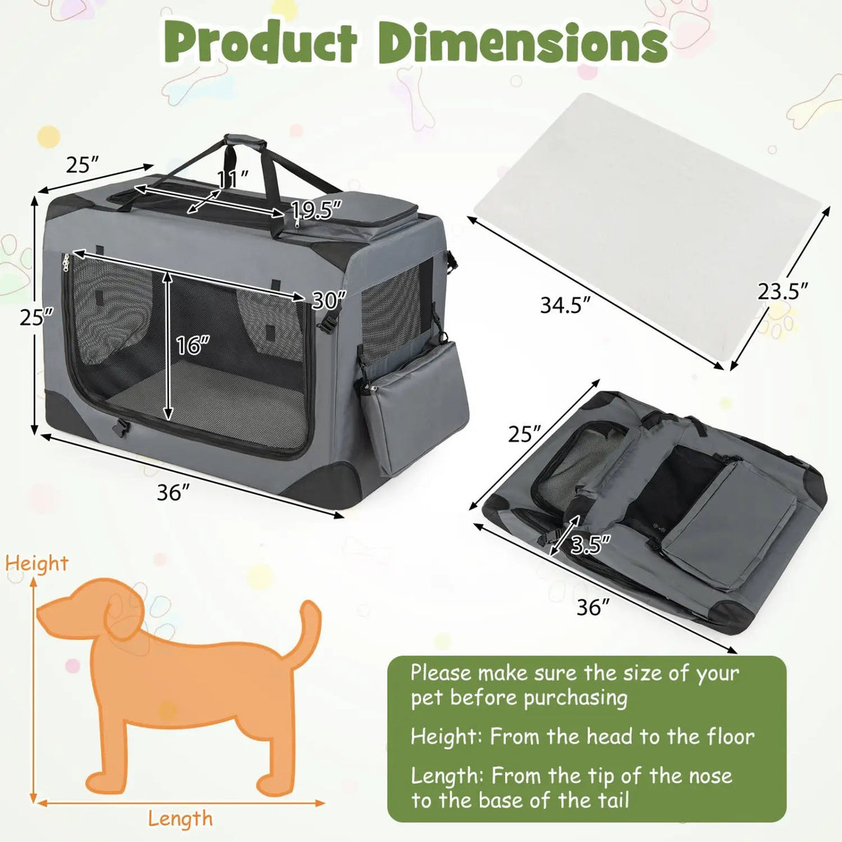 Soft Collapsible Dog Crate with Mesh Windows and 3 Doors, photo 29 of 32