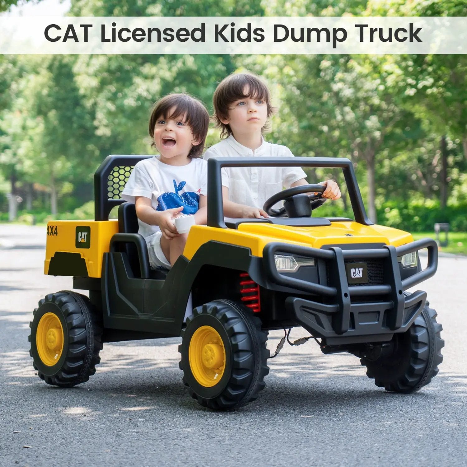 24V Ride-On Dump Truck 2-Seater with Remote Control - Yellow by DirectDeals