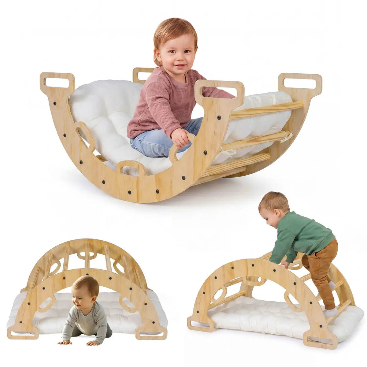 Wooden Rocking Climbing Arch with Cushion 3-in-1 Montessori, photo 19 of 24