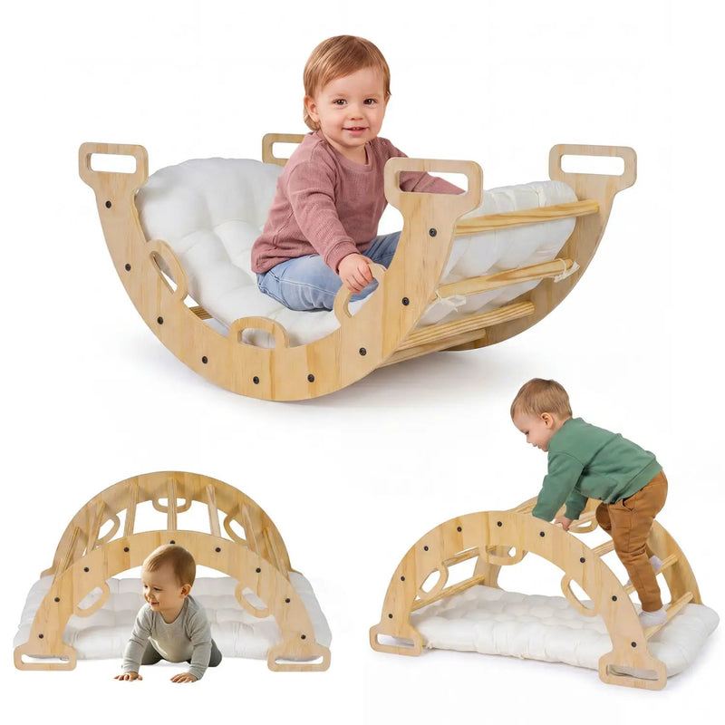 Wooden Rocking Climbing Arch with Cushion 3-in-1 Montessori by DirectDeals